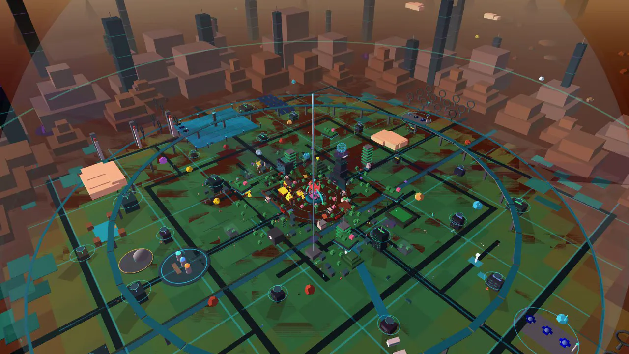 Dome Seven city aerial view in the current alpha