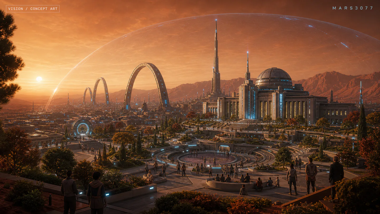 Concept vision of a future Martian civilization
