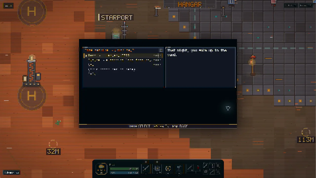 The NPC dialogue interface in the MARS3077 pixel game